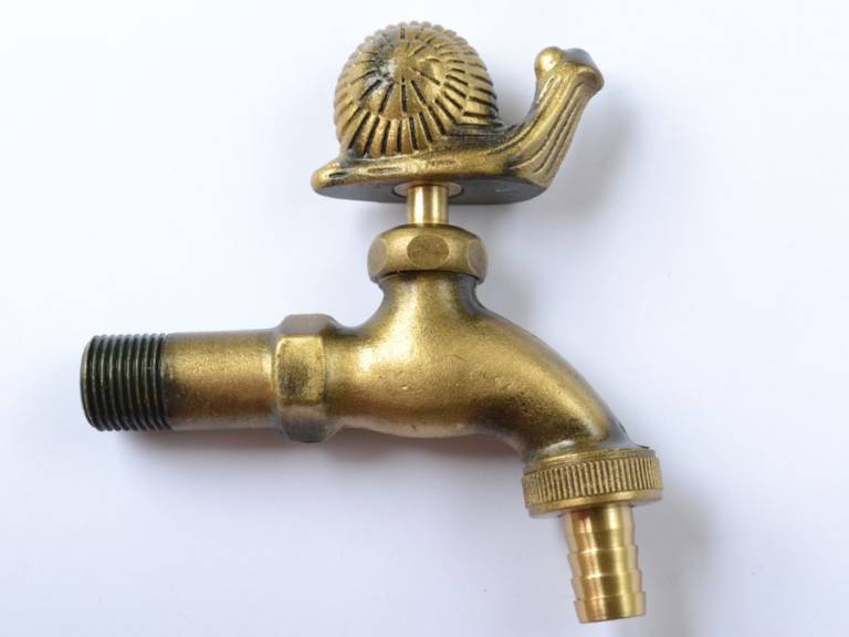 Snail ornamental garden tap brass colour Access Garden Products