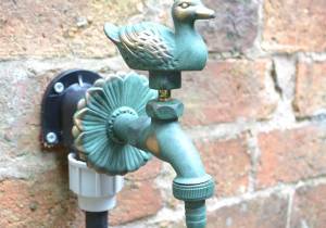 Duck ornamental garden tap (green)