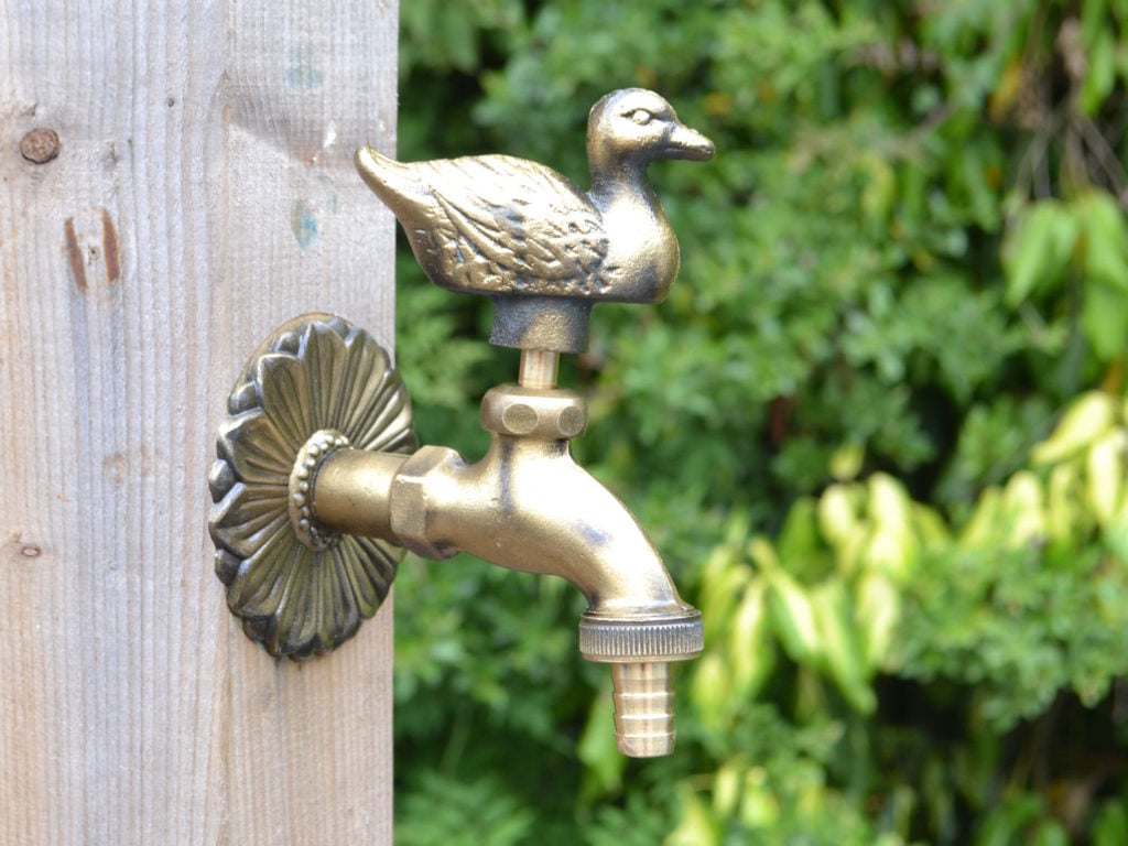 Duck ornamental garden tap brass colour Access Garden Products