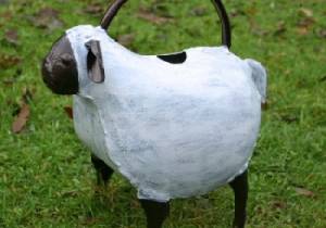 Metal sheep watering can