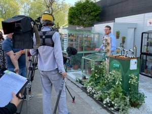 JJ Chalmers presenting for BBC1 Chelsea Flower Show coverage
