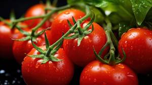 Freshly picked tomatoes on the vine